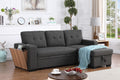 3 Piece Upholstered Sectional Dark Gray Foam Linen