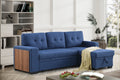 3 Piece Upholstered Sectional Blue Foam Linen 3 Seat