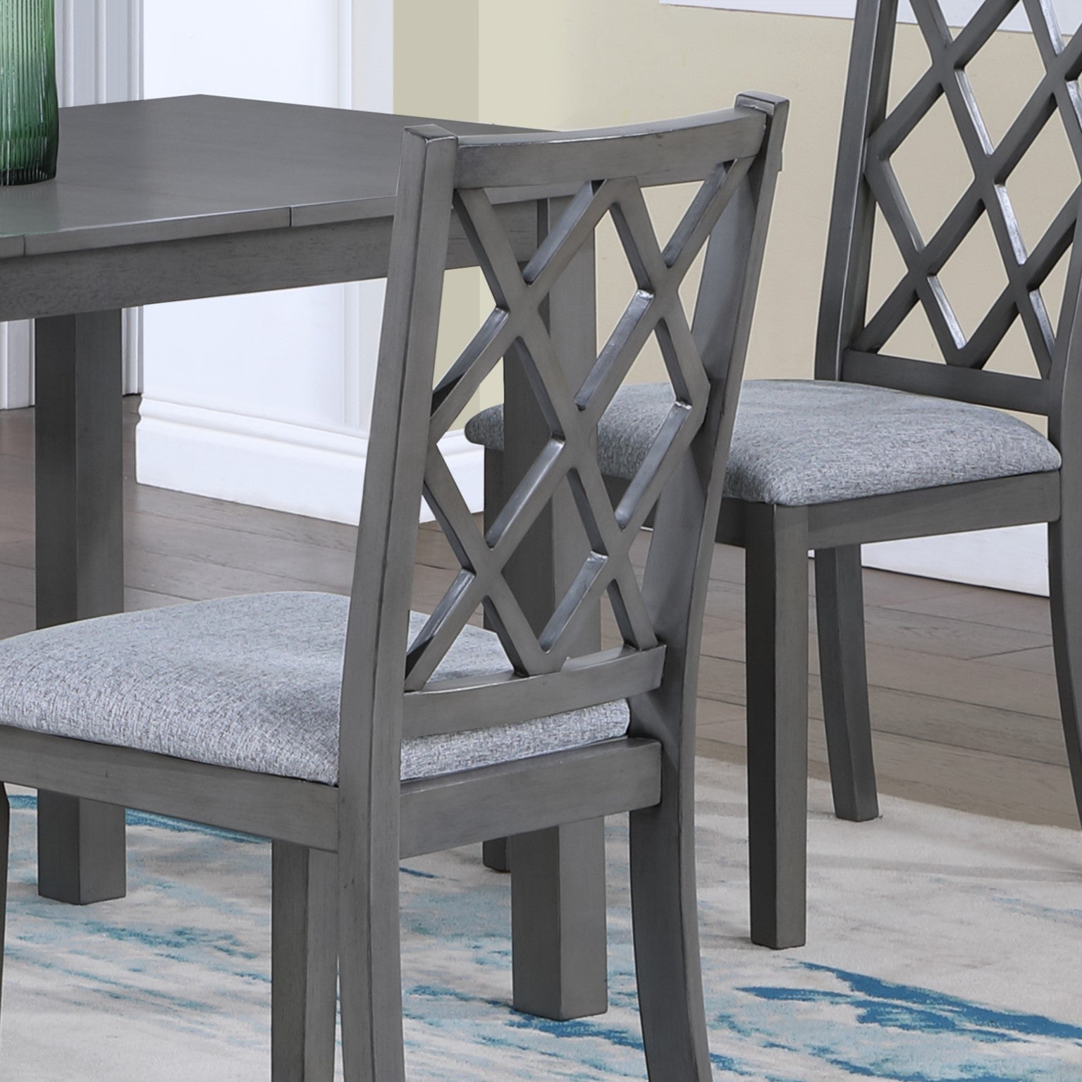 Carlisle 5 Piece 59.5" Gray Finish Extendable Wood Dining Set With Upholstered Seat Cushion Gray Wood Fabric