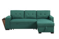 3 Piece Upholstered Sectional Green Foam Linen 3 Seat