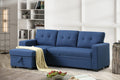 3 Piece Upholstered Sectional Blue Foam Linen 3 Seat