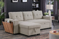 3 Piece Upholstered Sectional Light Gray Foam Linen 3 Seat