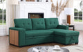 3 Piece Upholstered Sectional Green Foam Linen 3 Seat