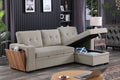 3 Piece Upholstered Sectional Light Gray Foam Linen 3 Seat