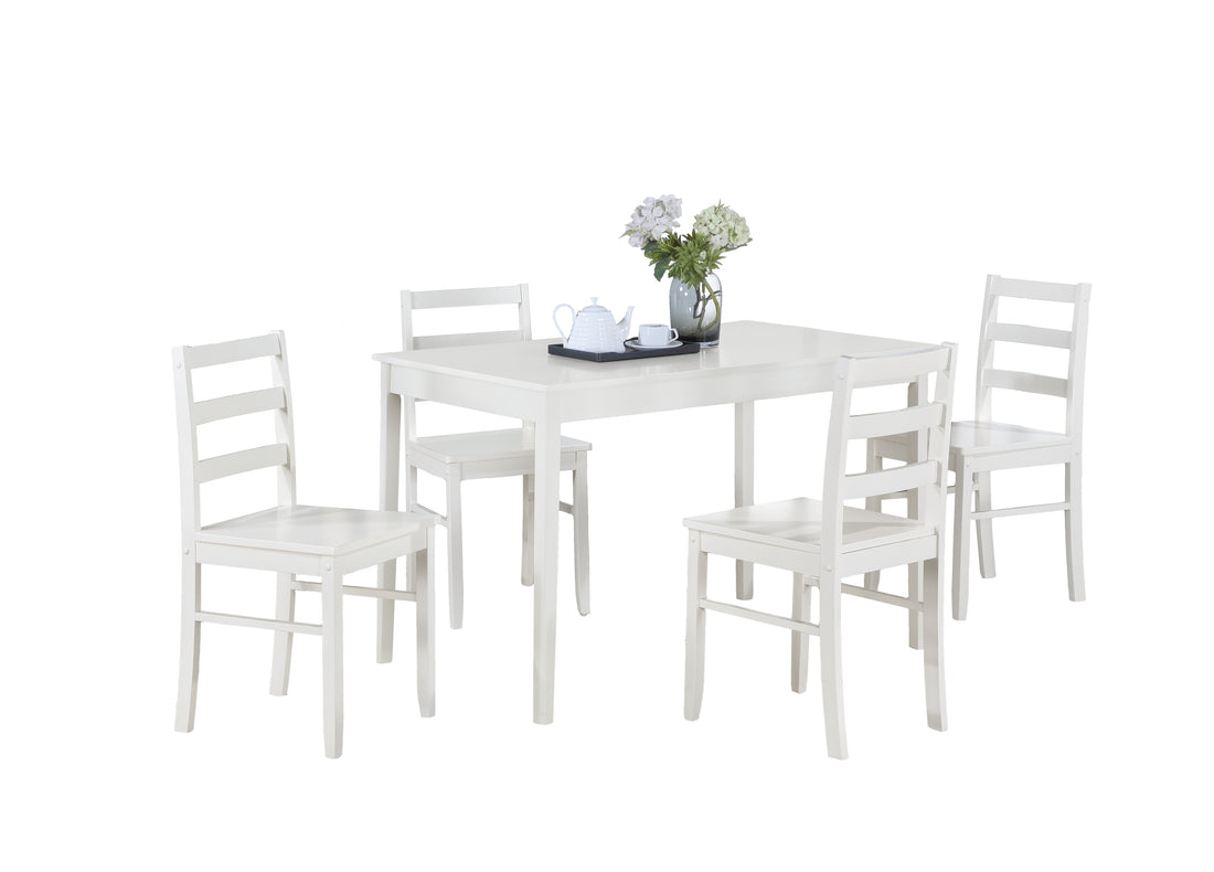 Lavinia 45" 5 Piece White Dining Set White Wood