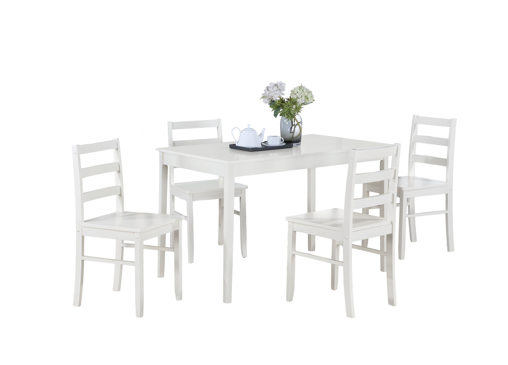 Lavinia 45" 5 Piece White Dining Set White Wood