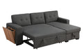 3 Piece Upholstered Sectional Dark Gray Foam Linen