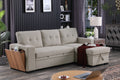 3 Piece Upholstered Sectional Light Gray Foam Linen 3 Seat