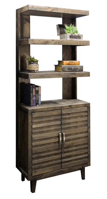 Avondale 78 Inch High Bookshelf Pier, No Assembly Required, Charcoal Brown Finish Grey Gray Primary Living Space 39 Inches Or Less 39 Inches Or Less Modern,Rustic Alder Wood