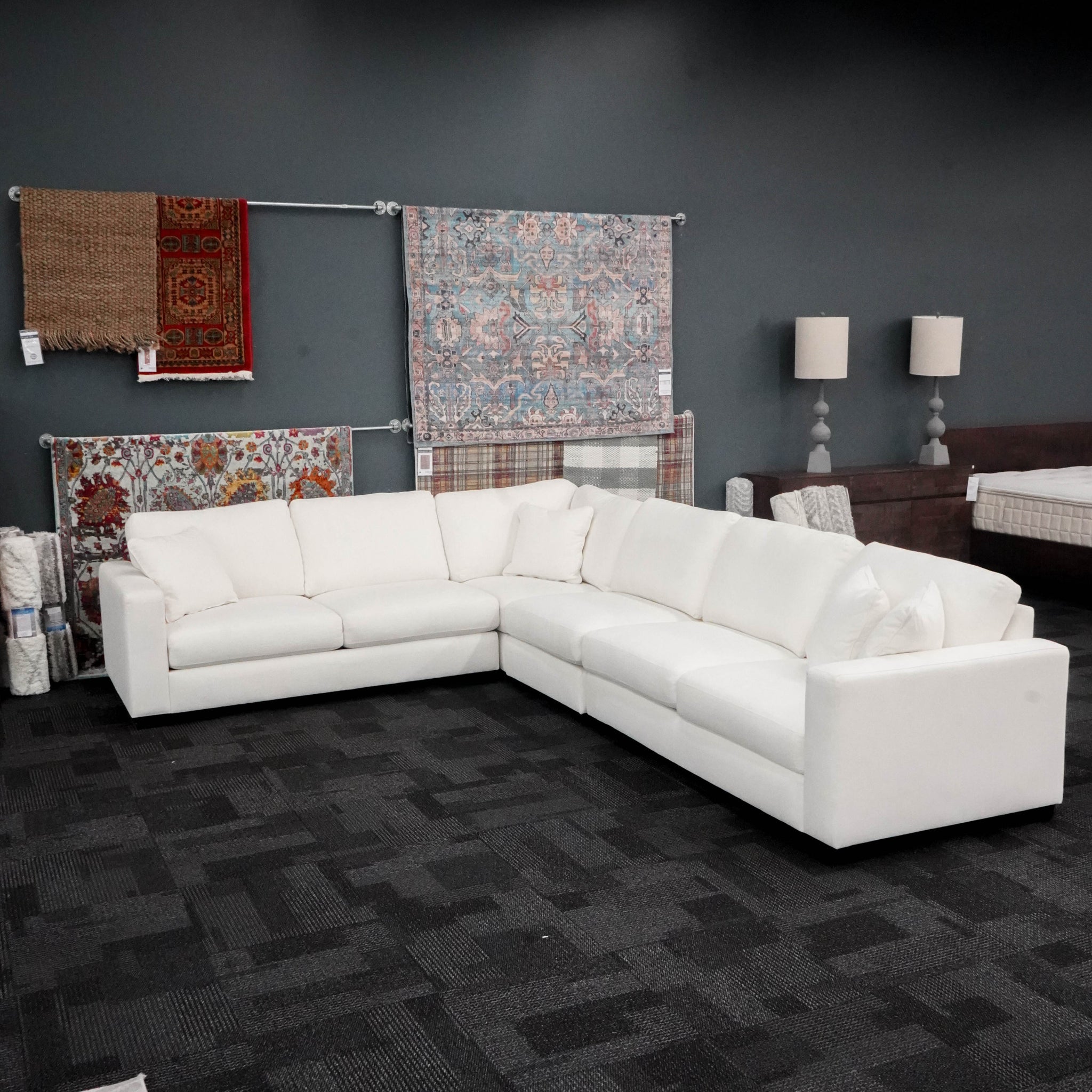 Concord Performance White Modular 4 Piece Sectional White Wood Polyester 6 Seat