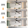 52 Inch Downrod Ceiling Fans With Lights And Remote Control, Modern Outdoor Indoor Wood And Dark 5 Blades Led Lights Smart Ceiling Fans For Bedroom, Living Room, And Patios Set Of 2 Brown Black Wood