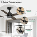 46 Inch Downrod Ceiling Fans With Lights And Remote Control, Modern Outdoor Indoor Dark 4 Blades Led Lights Smart Ceiling Fans For Bedroom, Living Room, And Patios Set Of 2 Brown Black Wood