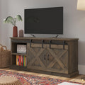 Farmhouse 66 Inch Tv Stand Console For Tvs Up To 80 Inches, No Assembly Required, Barnwood Finish Brown Brown Primary Living Space 60 69 Inches 80 89 Inches Farmhouse,Lodge,Rustic Alder 80 Inches Wood