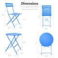 3 Pieces Patio Bistro Balcony Metail Chair Table Set Blue Yes Blue Rust Resistant Frame Fade Resistant Cushion Foam Metal