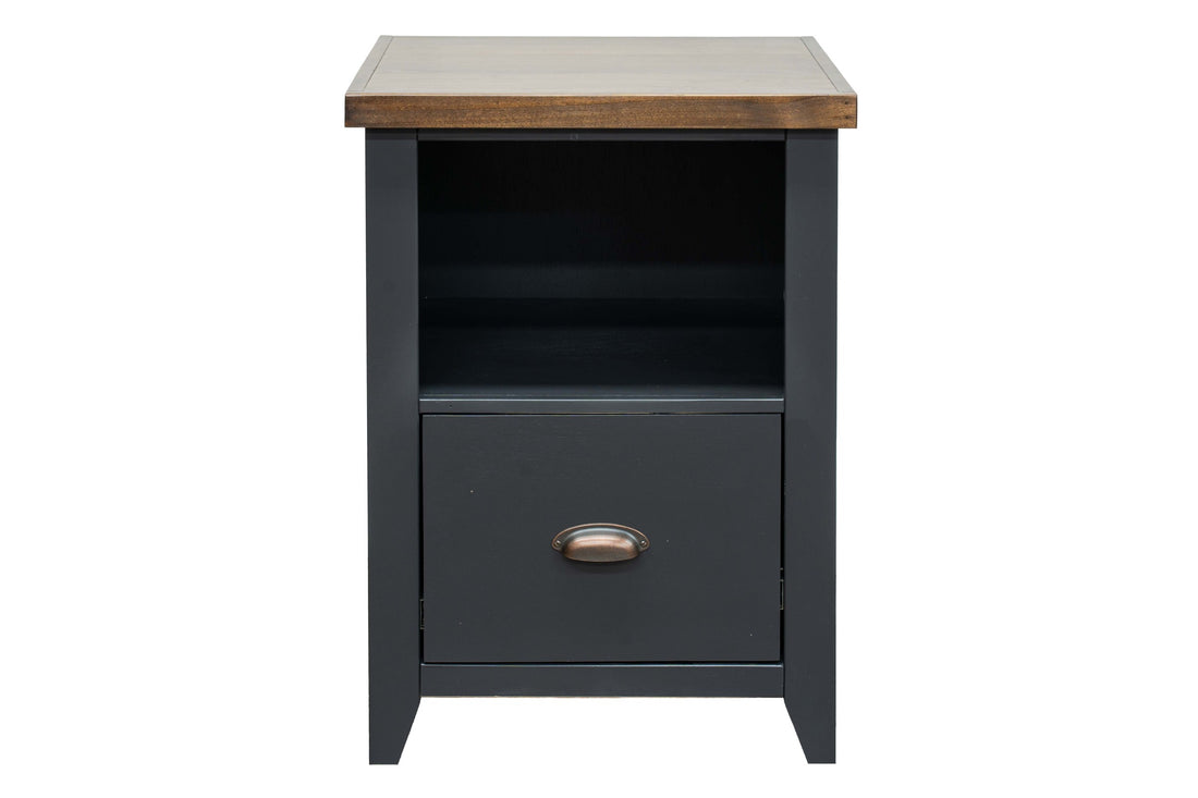 Essex 22 Inch 1 Drawer File, No Assembly Required, Black And Whiskey Finish Filing Cabinets 1 2 Drawers Black Office Drawers Included Coastal,Farmhouse Poplar Wood