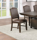 Classic Design Brown Rustic Espresso Finish Faux Leather Set Of 2 Side Chairs Dining Room Furniture Rubber Wood Foam Cushion Espresso Brown Dining Room Contemporary,Modern Dining Chairs Rubberwood Solid Back Solid Wood