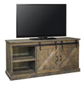 Farmhouse 66 Inch Tv Stand Console For Tvs Up To 80 Inches, No Assembly Required, Barnwood Finish Brown Brown Primary Living Space 60 69 Inches 80 89 Inches Farmhouse,Lodge,Rustic Alder 80 Inches Wood