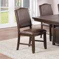 Classic Design Brown Rustic Espresso Finish Faux Leather Set Of 2 Side Chairs Dining Room Furniture Rubber Wood Foam Cushion Espresso Brown Dining Room Contemporary,Modern Dining Chairs Rubberwood Solid Back Solid Wood