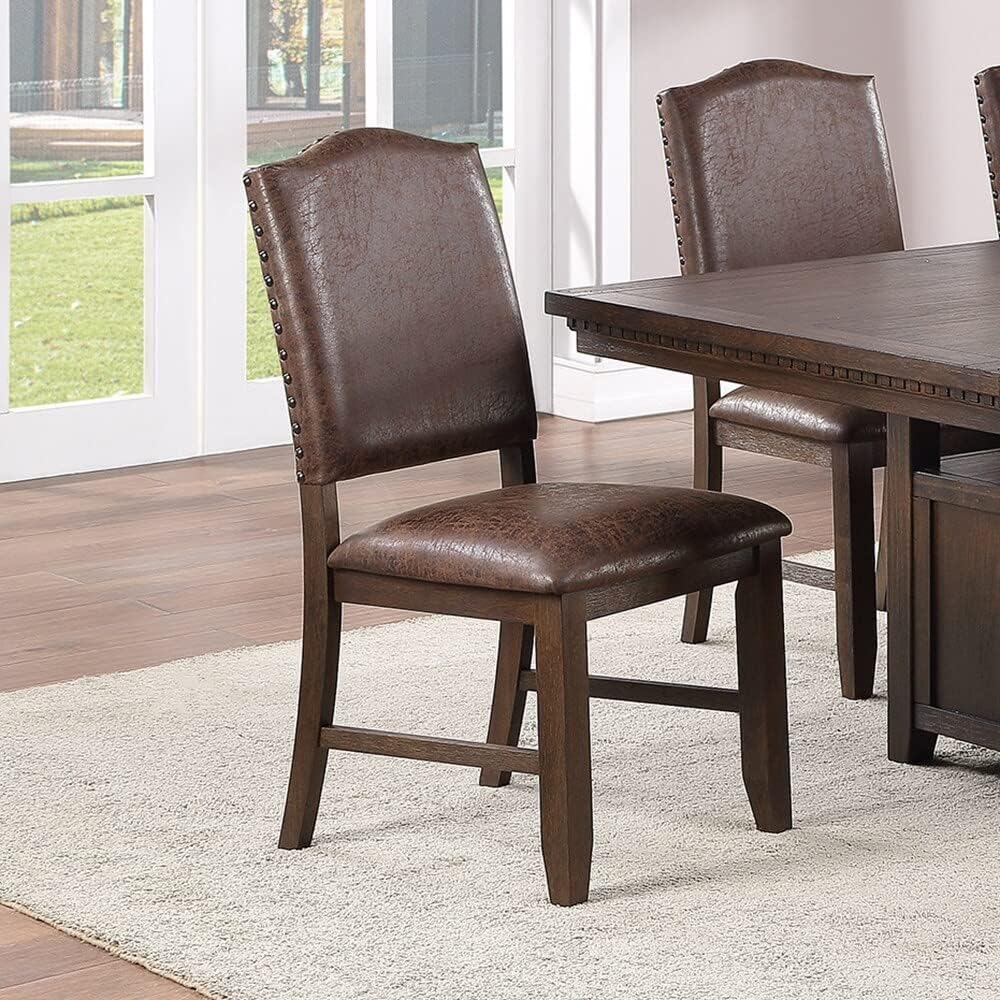 Dining Room Furniture Rustic Espresso Table W Storage Base Side Chairs 7Pc Dining Set Rustic Espresso Wooden Faux Leather Upholstered Seats Chair Espresso Wood Dining Room Solid Wood Pine Rectangular Dining Table With Chair Upholstered Chair Wood