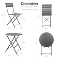 3 Pieces Patio Bistro Balcony Metail Chair Table Set Gray Yes Gray Rust Resistant Frame Fade Resistant Cushion Foam Metal