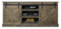 Farmhouse 66 Inch Tv Stand Console For Tvs Up To 80 Inches, No Assembly Required, Barnwood Finish Brown Brown Primary Living Space 60 69 Inches 80 89 Inches Farmhouse,Lodge,Rustic Alder 80 Inches Wood