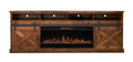 Farmhouse 93 Inch Electric Fireplace Tv Stand For Tvs Up To 100 Inches, Minimal Assembly, Aged Whiskey Finish Electric Brown Primary Living Space Alder Yes Insert Electric 41 50 Yes Brown 400 Vent Free Farmhouse,Lodge,Rustic Wood