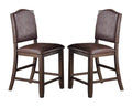 Dining Room Furniture Rustic Espresso Counter Height Table W Storage Base High Chairs 7Pc Counter Ht. Dining Set Rustic Espresso Faux Leather Upholstered Seats Espresso Wood Dining Room Solid Wood Pine Rectangular Dining Table With Chair Upholstered