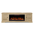 Topanga 83 Inch Electric Fireplace Tv Console For Tvs Up To 95 Inches, Minimal Assembly, Alabaster Finish 41 50 Electric No Beige 400 Vent Free Primary Living Space Coastal,Rustic,Transitional Oak Yes Insert Wood Electric