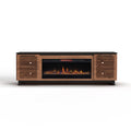 Graceland 86 Inch Fireplace Tv Stand Console For Tvs Up To 100 Inches, Minimal Assembly, Black With Bourbon Finish Electric Brown Primary Living Space Poplar Yes Insert Electric 41 50 No Brown 400 Vent Free Contemporary,Modern,Scandinavian Wood