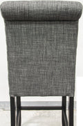 Charcoal Fabric Set Of 2Pc Counter Height Dining Chairs Contemporary Plush Cushion High Chairs Tufted Back Chair Kitchen Dining Room Charcoal Grey Dining Room Foam Contemporary,Modern,Transitional Dining Chairs Rubberwood Tufted Back Set Of 2 Solid Wood