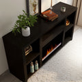 Urban Loft 62 Inch Electric Fireplace Tv Console For Tvs Up To 70 Inches, Minimal Assembly, Mocha Finish Electric Espresso Primary Living Space Poplar Yes Insert Electric Up To 40 No Brown 400 Vent Free Contemporary,Modern Wood