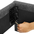 Queen Size Charcoal Grey Upholstered Platform Bed Box Spring Required Queen Grey Wood Bedroom Contemporary,Modern,Transitional Bed Frame Foam Polyester Polyester