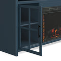 Nantucket 74 Inch Fireplace Tv Stand Console For Tvs Up To 85 Inches, Minimal Assembly, Blue Denim And Whiskey Finish Up To 40 Electric No Blue 400 Vent Free Primary Living Space Coastal,Farmhouse Poplar Yes Insert Wood Electric