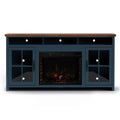 Nantucket 74 Inch Fireplace Tv Stand Console For Tvs Up To 85 Inches, Minimal Assembly, Blue Denim And Whiskey Finish Up To 40 Electric No Blue 400 Vent Free Primary Living Space Coastal,Farmhouse Poplar Yes Insert Wood Electric
