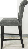 Charcoal Fabric Set Of 2Pc Counter Height Dining Chairs Contemporary Plush Cushion High Chairs Tufted Back Chair Kitchen Dining Room Charcoal Grey Dining Room Foam Contemporary,Modern,Transitional Dining Chairs Rubberwood Tufted Back Set Of 2 Solid Wood