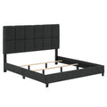 King Size Grey Squares Upholstered Platform Bed Box Spring Required King Grey Wood Bedroom Contemporary,Modern,Transitional Bed Frame Foam Polyester Polyester