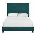 Queen Size Green Velvet Tufted Upholstered Platform Bed Box Spring Required Queen Green Wood Bedroom Contemporary,Modern,Transitional Bed Frame Foam Velvet Polyester