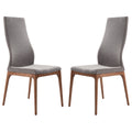 Fabric Sloped Elongated Back Dining Chair With Splayed Legs, Set Of 2,Gray Gray Wood Fabric