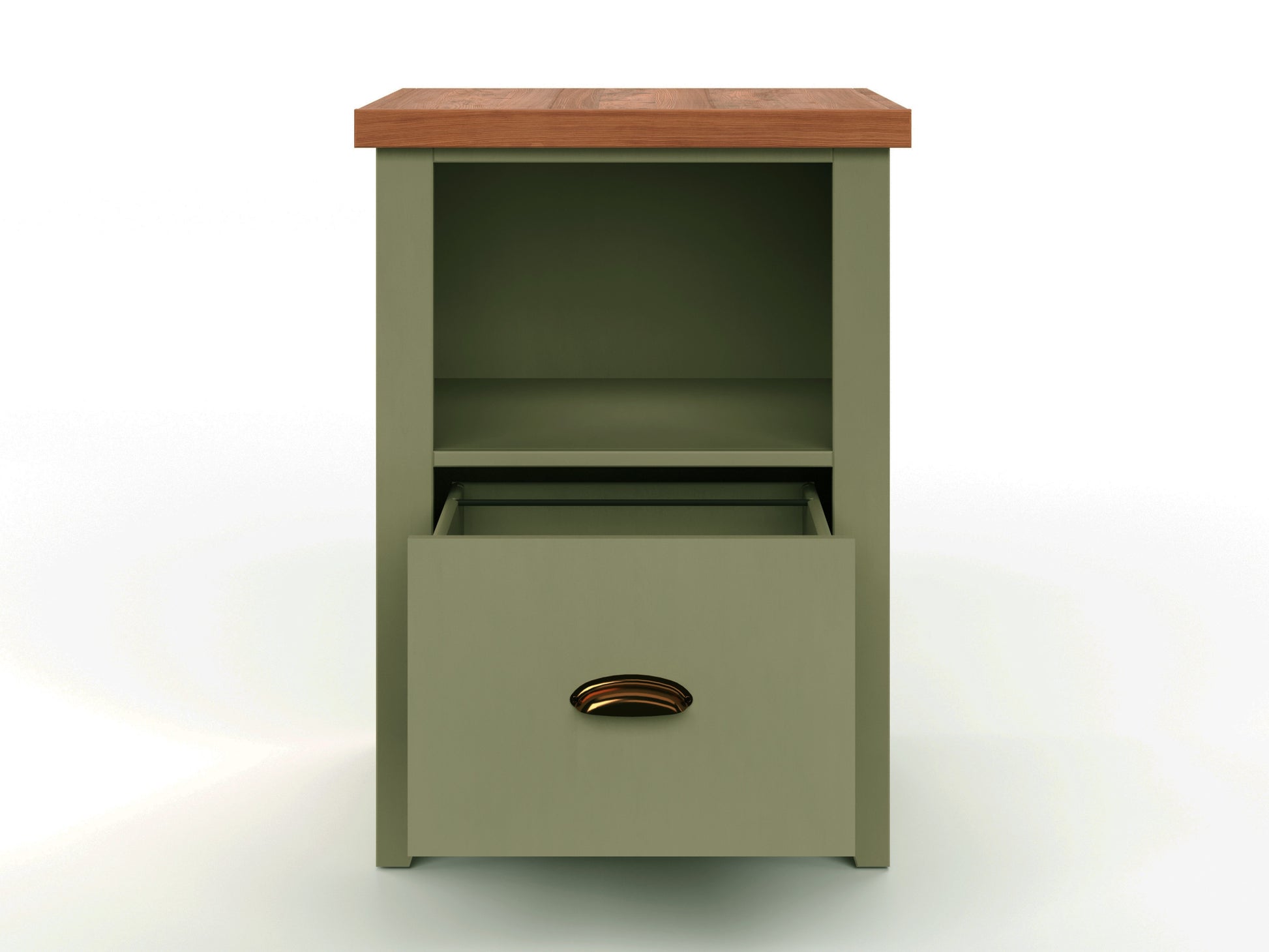 Vineyard 22 Inch 1 Drawer File, No Assembly Required Sage Green And Fruitwood Finish Filing Cabinets 1 2 Drawers Green Office Drawers Included Coastal,Farmhouse Poplar Wood