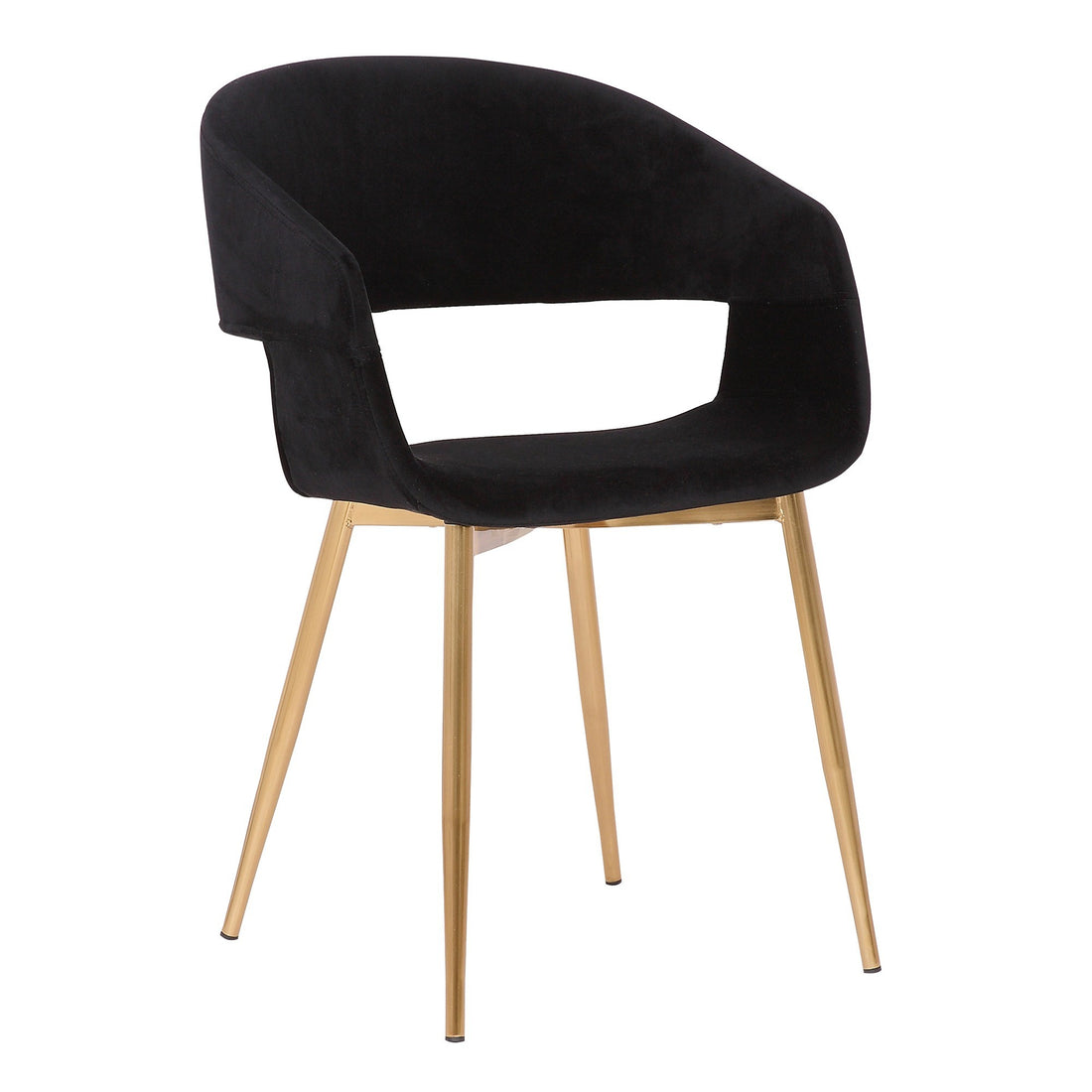 Upholstered Open Back Dining Accent Chair With Metal Angled Legs, Black Black Mdf Steel
