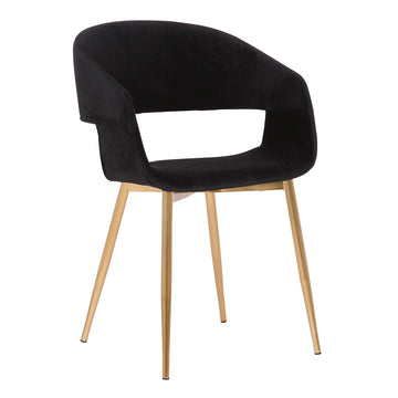 Upholstered Open Back Dining Accent Chair With Metal Angled Legs, Black Black Mdf Steel
