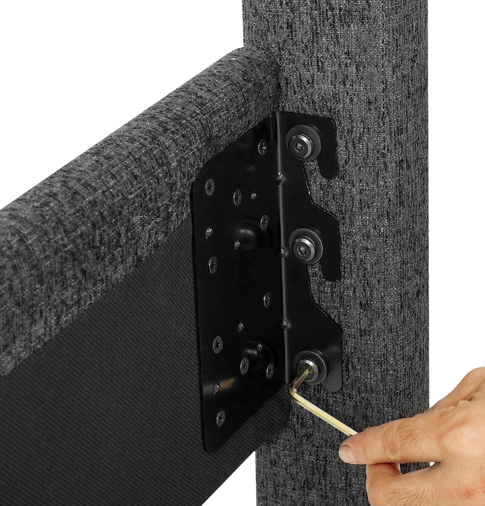 King Size Charcoal Grey Upholstered Platform Bed Box Spring Required King Grey Wood Bedroom Contemporary,Modern,Transitional Bed Frame Foam Polyester Polyester