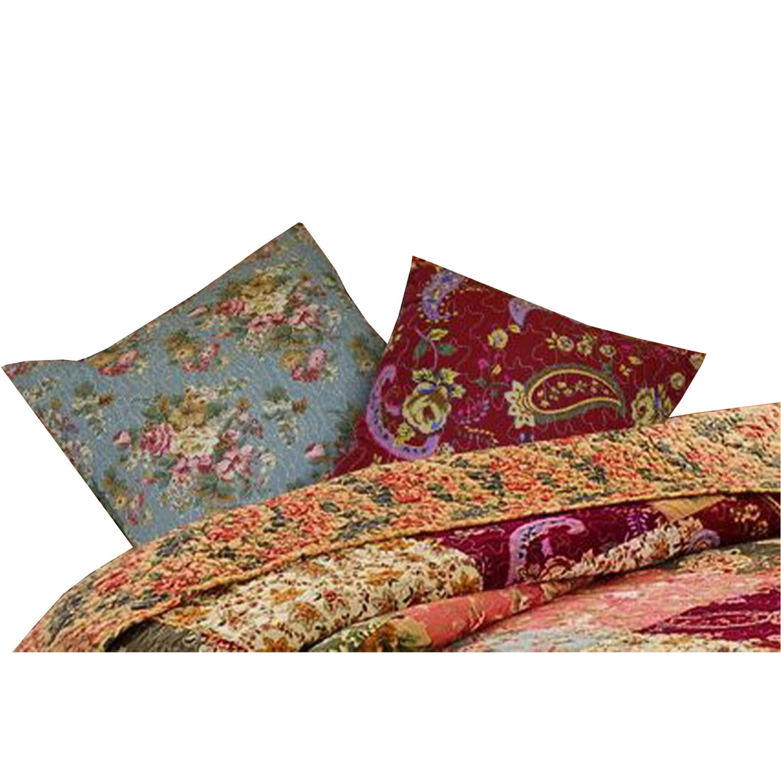 Kamet Fabric Decorative Pillow With Floral Prints, Set Of 2, Multicolor Multicolor Fabric