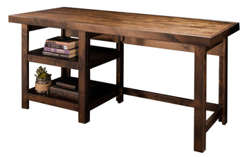 Sausalito 60 Inch Workstation Desk, No Assembly Required, Whiskey Finish Brown Brown Writting Desk Office Lodge,Rustic,Transitional Freestanding Alder Rectangular Shelves Desk Wood