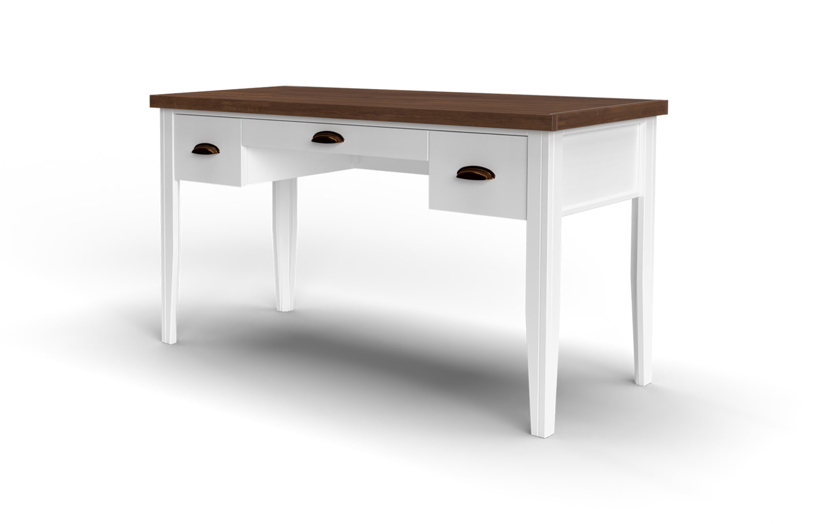 Hampton 53 Inch Writing Desk, No Assembly Required, Jasmine Whitewash And Barnwood Finish White White Keyboard Tray Writting Desk Office Coastal,Farmhouse Poplar Rectangular Drawers Desk Wood