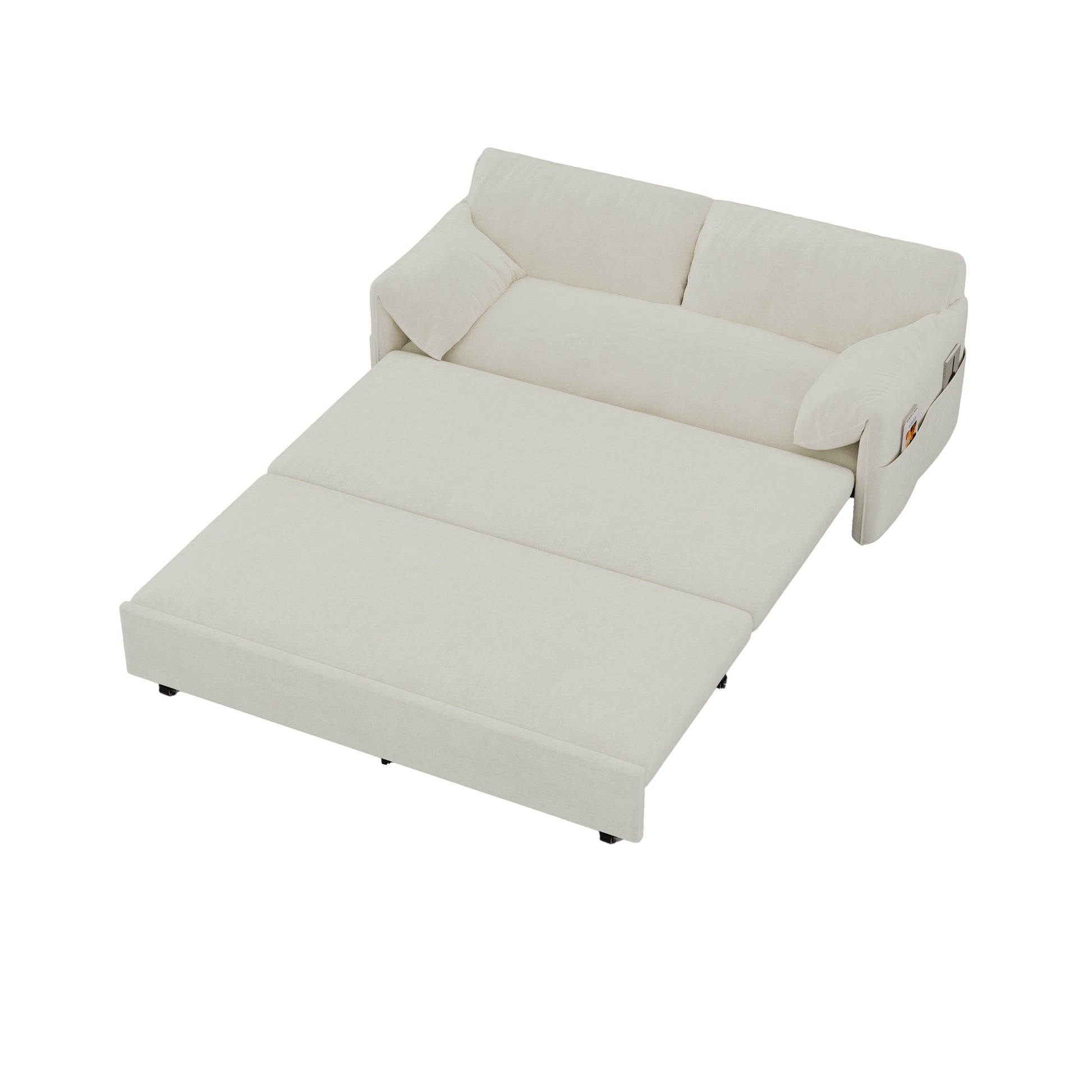 63.8" Queen Pull Out Sofa Bed, 3 In 1 Convertible Sleeper Sofa With Side Storage,Multi Functional Velvet Loveseat Bed For Living Room,Bedroom,Apartment,Office,Beige Old Sku:W1885122051 Beige Velvet Velvet 2 Seat