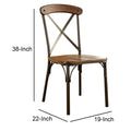 Industrial Style Set Of 2Pcs Dining Chairs Metal Frame Natural Elm, Bronze Wooden Contour Seat Kitchen Dining Room Furniture Wood Natural Dining Room Contemporary,Industrial,Modern Dining Chairs Cross Back Set Of 2 Metal & Wood