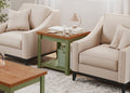 Vineyard 24 Inch Side Table, No Assembly Required, Sage Green And Fruitwood Finish Green Primary Living Space Coastal,Farmhouse Square Shelves Coffee & End Tables Wood