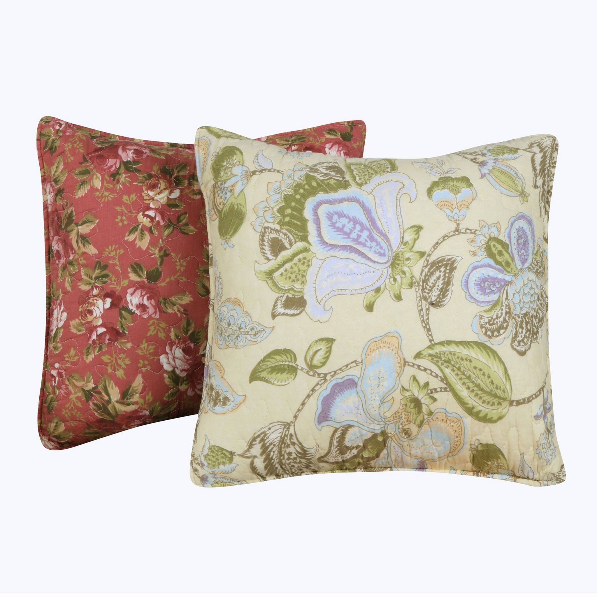 Eiger Fabric Decorative Pillow With Floral Prints, Set Of 2, Multicolor Multicolor Fabric