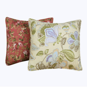 Eiger Fabric Decorative Pillow With Floral Prints, Set Of 2, Multicolor Multicolor Fabric